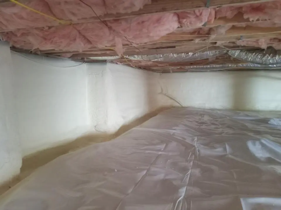Crawl space encapsulation with closed-cell spray foam for Roof Leak Repair in New Britain